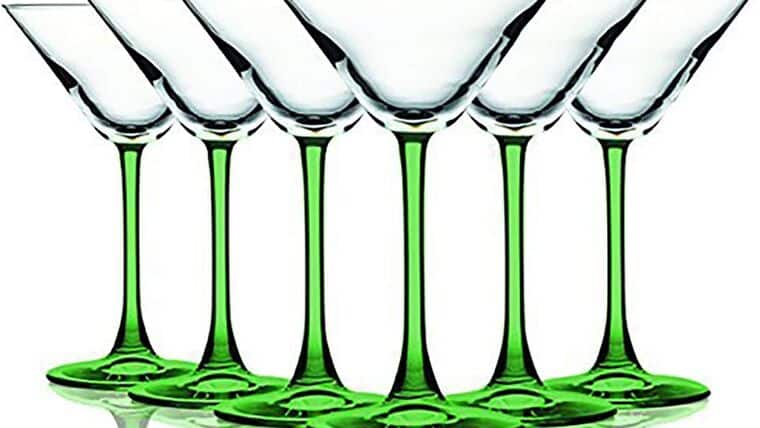 Martini Glass – Light Green Accent Stem 10 oz Martini/Cocktail Wine Glasses – Set of 6 Additional Vibrant Colors Available | Rental Martini Glass – Light Green Accent Stem 10 oz Martini/Cocktail Wine Glasses – Set of 6 Additional Vibrant Colors Available | Rental