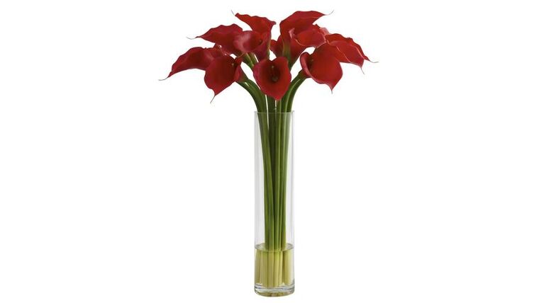 Red Calla Lily w/Large Cylinder Vase | Rental