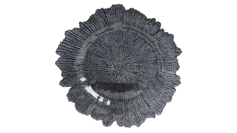 Navy Blue Flora Glass Charger Plate | Rental Navy Blue Flora Glass Charger Plate | Rental