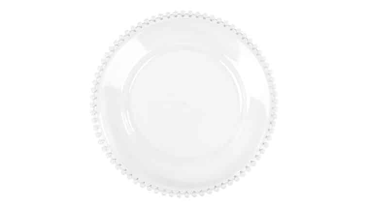 Beaded Acrylic Round Charger Plate – Clear | Rental