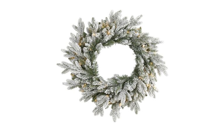 24” Flocked Artificial Christmas Wreath with 50 LED Lights | Rental 24” Flocked Artificial Christmas Wreath with 50 LED Lights | Rental