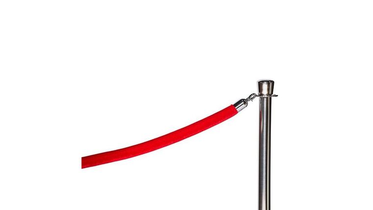 6.5’ x 2” Red Polyester Velour Stanchion Rope w/Chrome Snap Clasp | Rental
