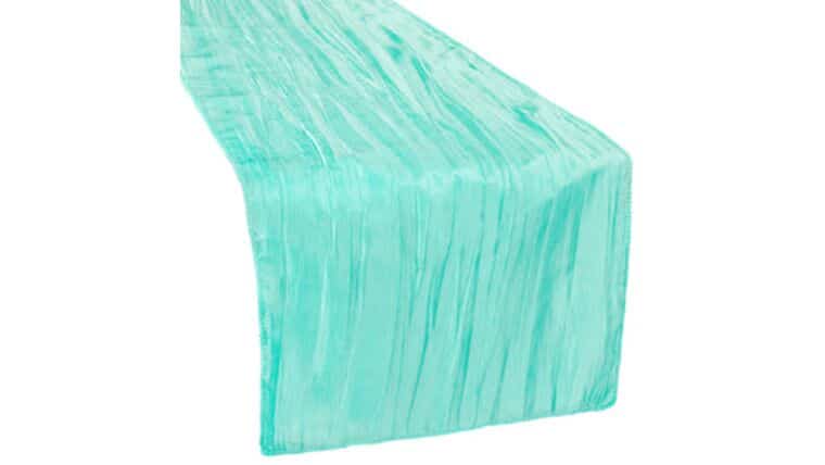 Accordion Crinkle Taffeta Table Runner – Turquoise | Rental Accordion Crinkle Taffeta Table Runner – Turquoise | Rental