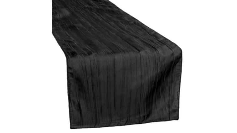 Accordion Crinkle Taffeta Table Runner – Black | Rental