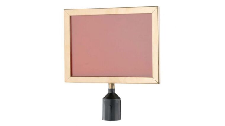 8″ x 11″ Brass Metal Stanchion Horizontal Sign Holder | Rental