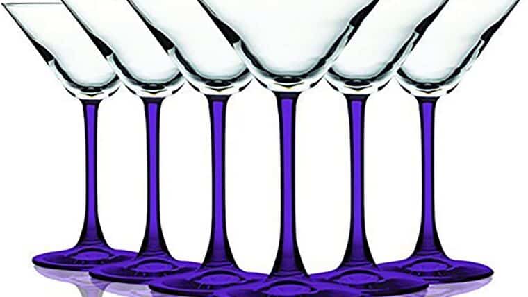 Martini Glass – Purple Accent Stem 10 oz Martini/Cocktail Wine Glasses – Set of 6 Additional Vibrant Colors Available | Rental Martini Glass – Purple Accent Stem 10 oz Martini/Cocktail Wine Glasses – Set of 6 Additional Vibrant Colors Available | Rental
