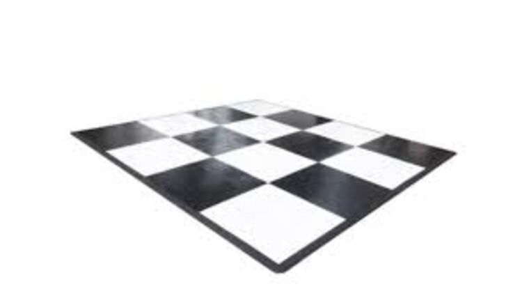 18′ x 18′ Slate White & Slate Black Check Dance Floor | Rental