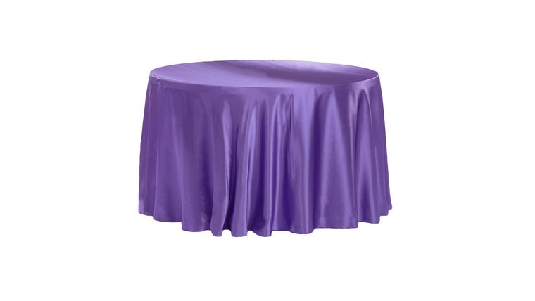 Satin 120″ Round Tablecloth – Purple | Rental Satin 120″ Round Tablecloth – Purple | Rental