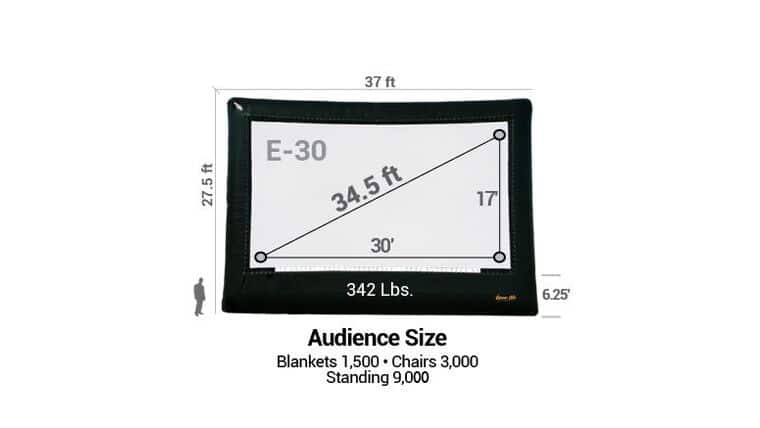 30′ x 17′ Open Air Elite Professional Inflatable Video Movie Screen | Rental