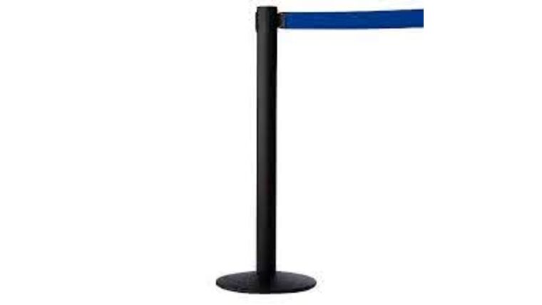 7.5′ Black Retractable Stanchion Pole w/Blue Belt Kit | Rental 7.5′ Black Retractable Stanchion Pole w/Blue Belt Kit | Rental