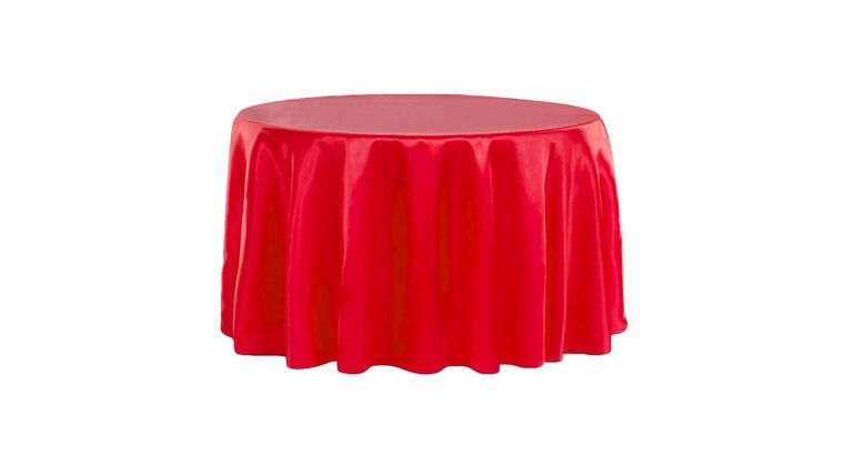 Satin 120″ Round Tablecloth – Red | Rental