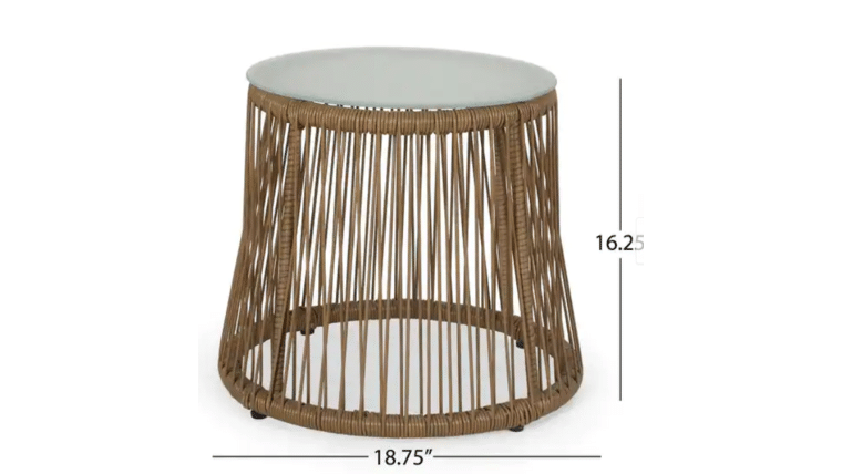 Side Table – Russel Outdoor Wicker Table – Light Brown | Rental