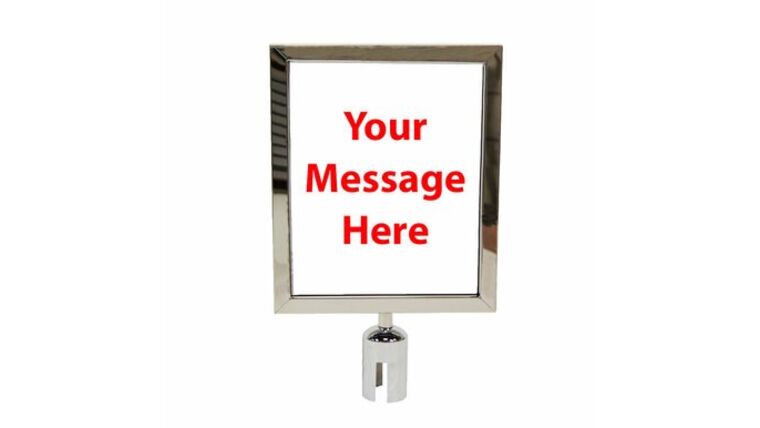 10″ x 13″ Chrome Retractable Metal Stanchion Vertical Sign Holder | Rental