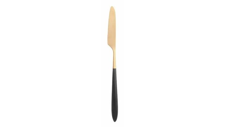 Modern Gold & Black Mirrored Dinner Knife | Rental