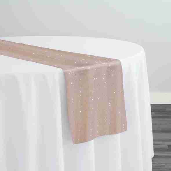 Glitz Sequins Table Runner in Blush Transparent | Rental