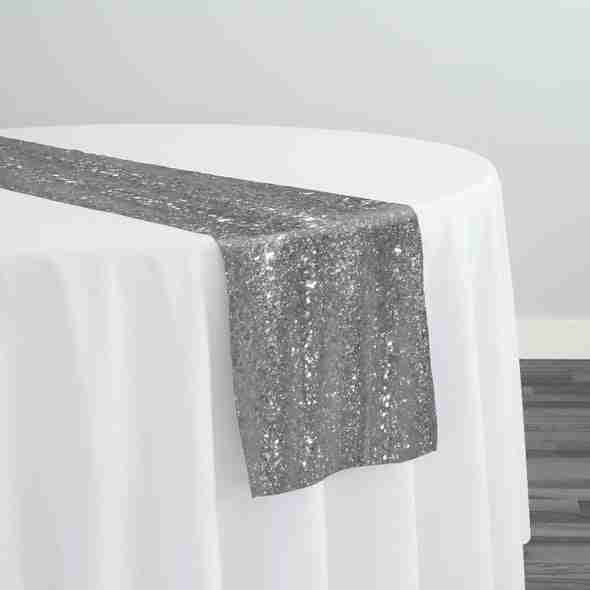 Glitz Sequins Table Runner in Silver | Rental