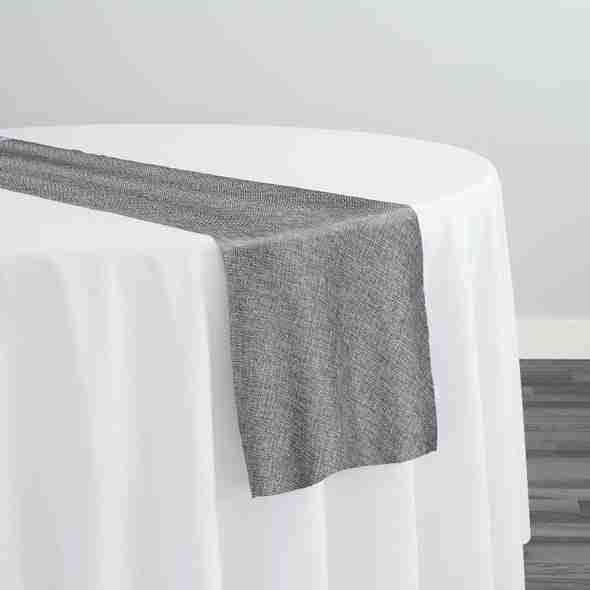 Imitation Burlap Table Runner in Charcoal | Rental