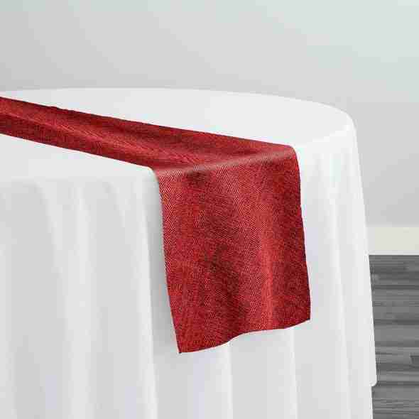 Imitation Burlap Table Runner in Cranberry | Rental