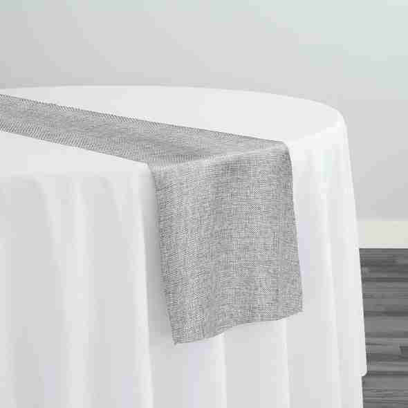 Imitation Burlap Table Runner in Silver | Rental
