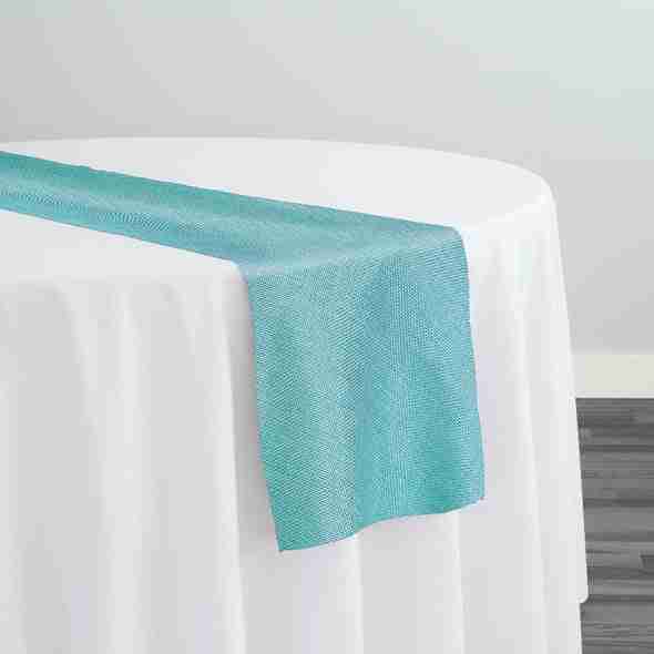 Imitation Burlap Table Runner in Teal Green | Rental