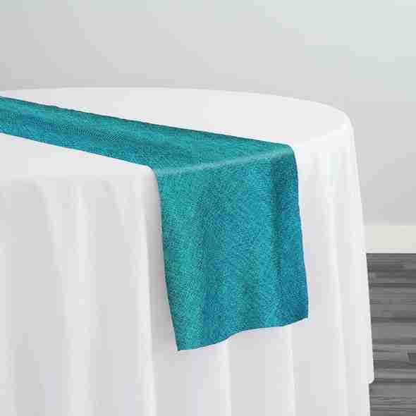 Imitation Burlap Table Runner in Teal | Rental