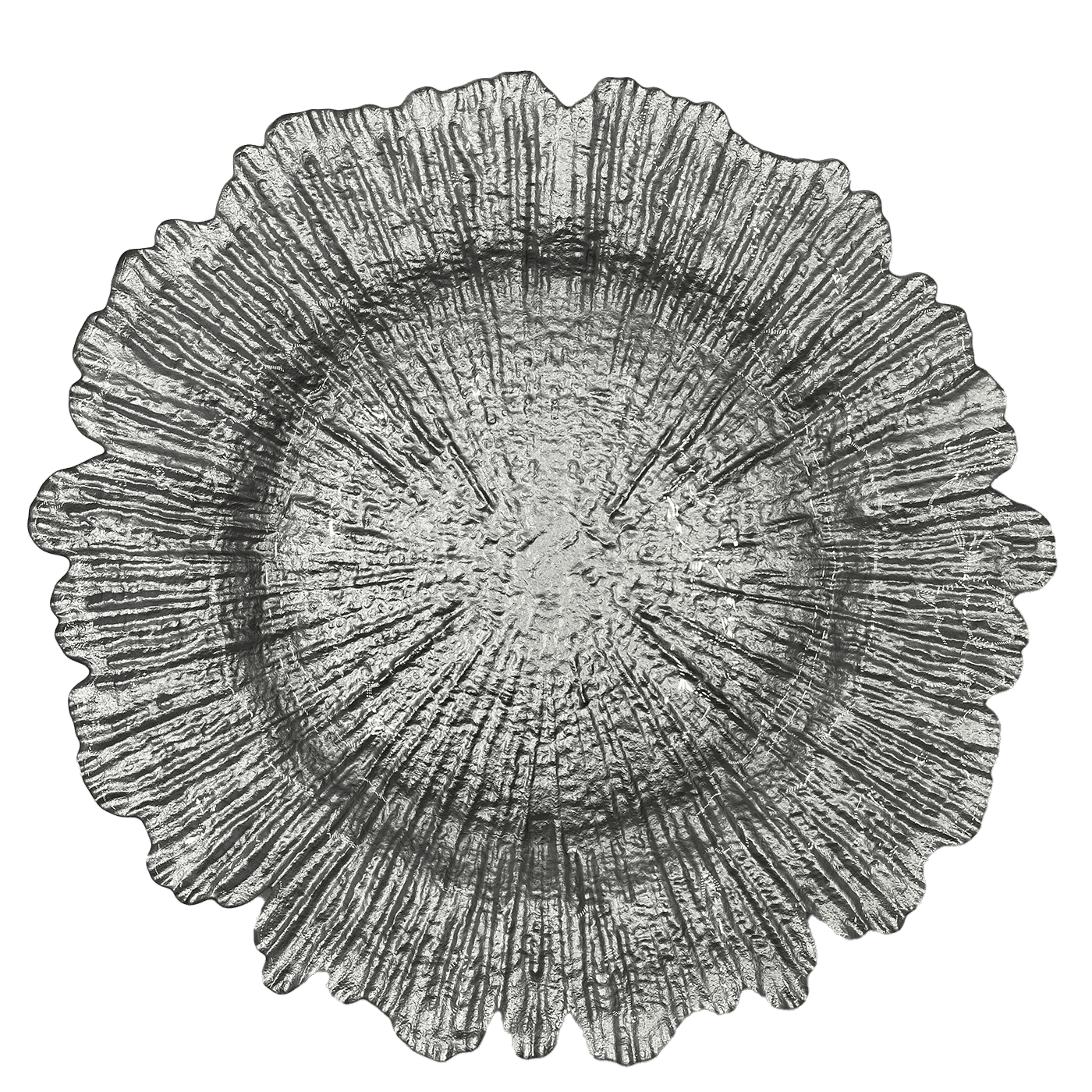 Reef – Glass Charger Plate in Silver (Item # 0126) | Rental Reef – Glass Charger Plate in Silver (Item # 0126) | Rental
