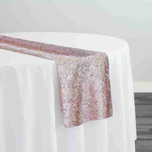 Taffeta Sequins Table Runner in Blush Matte | Rental