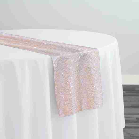 Taffeta Sequins Table Runner in Blush Transparent | Rental