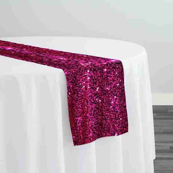 Taffeta Sequins Table Runner in Fuchsia | Rental