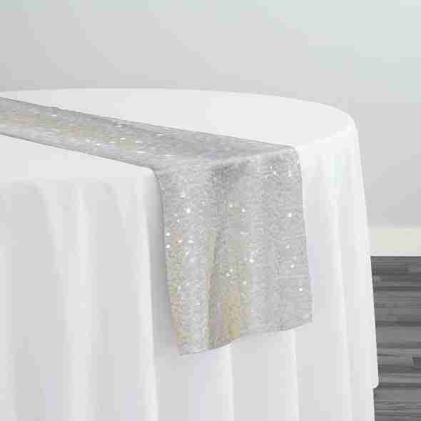 Taffeta Sequins Table Runner in Ivory | Rental