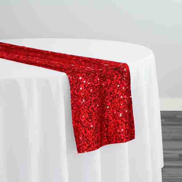 Taffeta Sequins Table Runner in Red | Rental