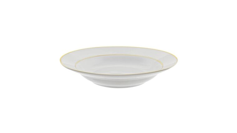 White/Silver Double Line Soup Bowl 9″,10oz | Rental White/Silver Double Line Soup Bowl 9″,10oz | Rental