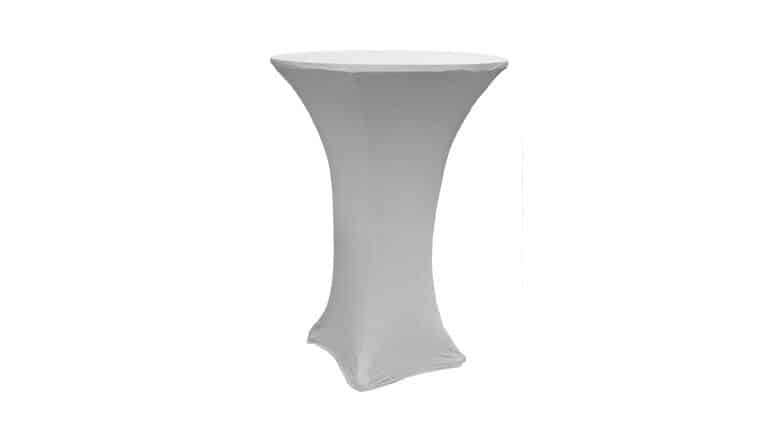 Spandex | Silver | 36″ Round Cocktail Table Cover | Rental Spandex | Silver | 36″ Round Cocktail Table Cover | Rental