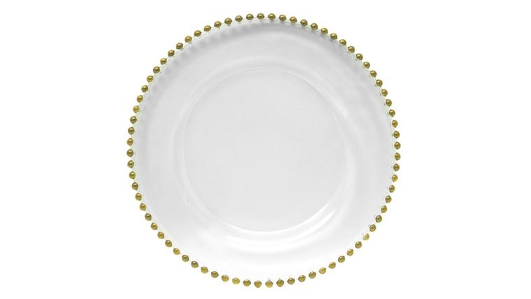 White/Gold Beaded Charger Plate | Rental White/Gold Beaded Charger Plate | Rental