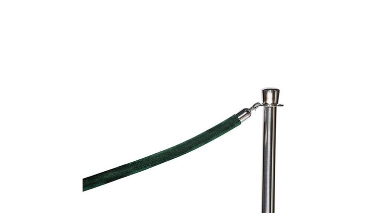 6′ Hunter Green Polyester Velour Stanchion Rope w/Chrome Snap Hook End | Rental