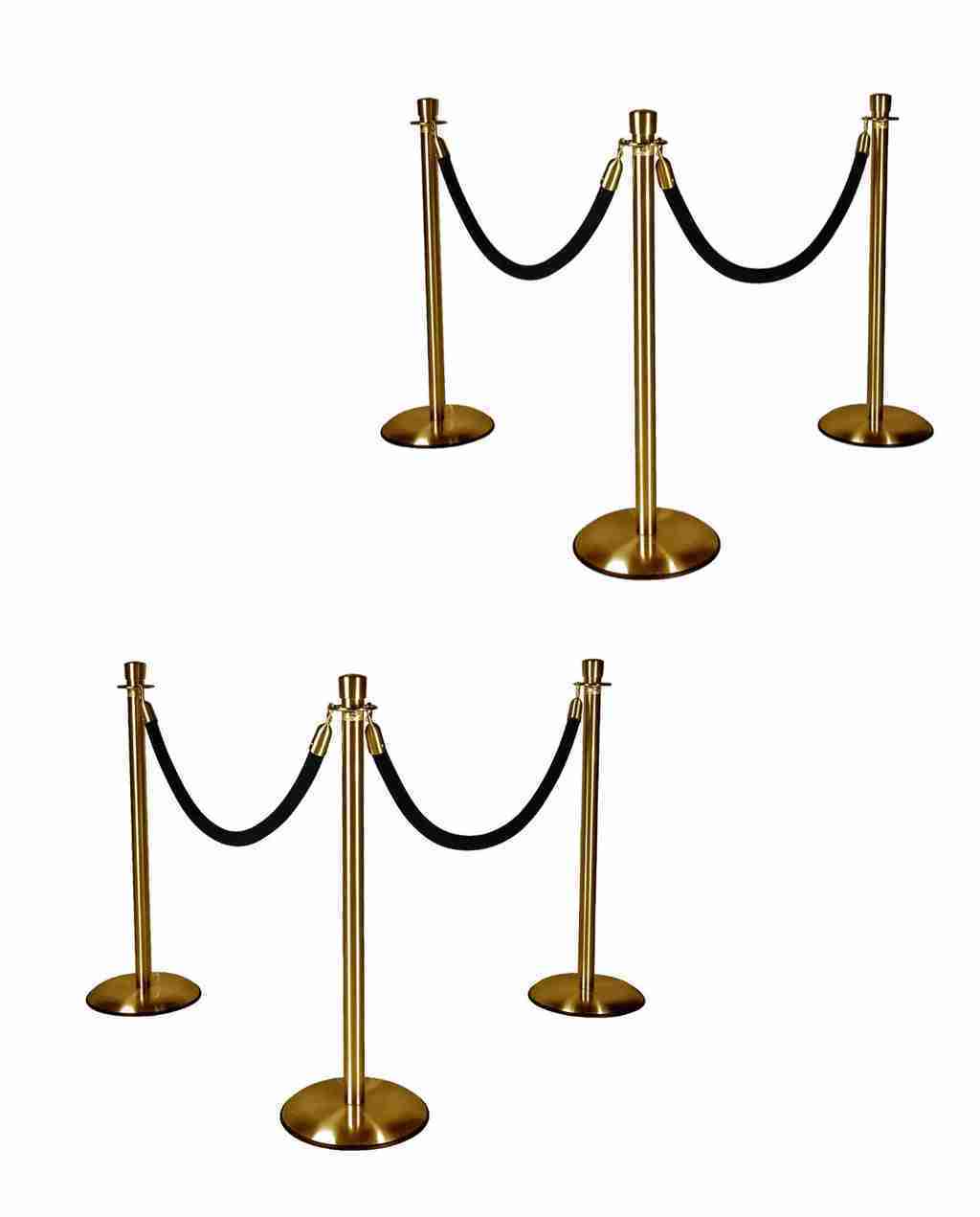 Gold Stanchions w/ Black Ropes | Rental Gold Stanchions w/ Black Ropes | Rental
