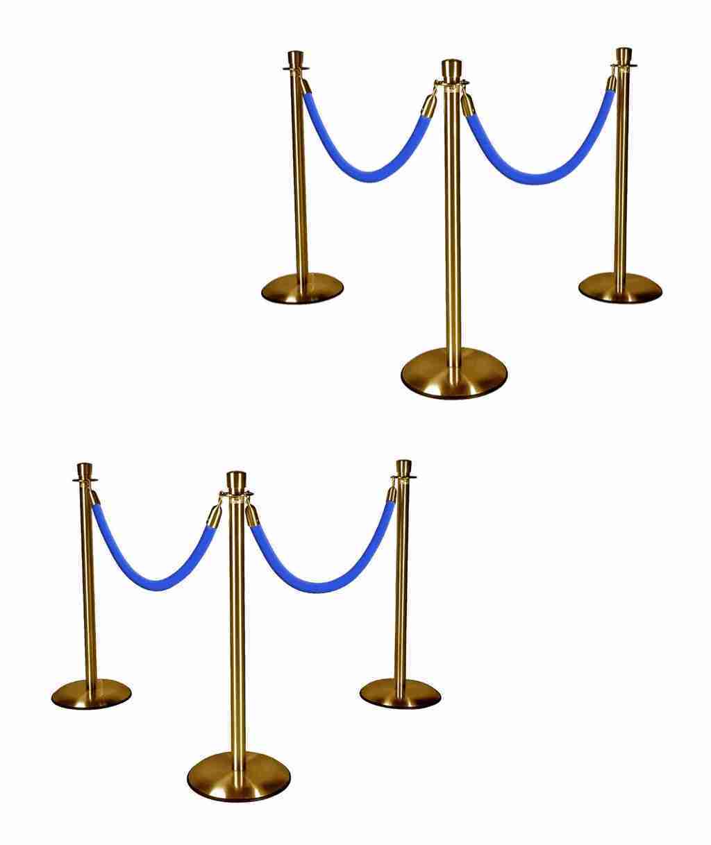 Gold Stanchions w/ Royal Blue Ropes | Rental Gold Stanchions w/ Royal Blue Ropes | Rental