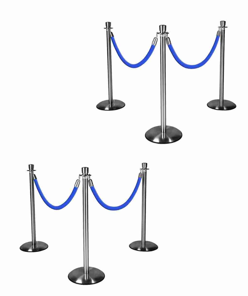 Silver Stanchions w/ Royal Blue Ropes | Rental Silver Stanchions w/ Royal Blue Ropes | Rental