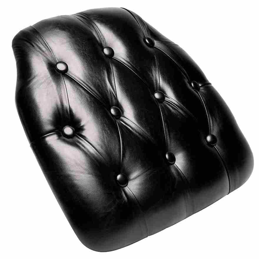 Black 1.75″ Thick Vinyl Tufted Panel Chiavari Chair Cushion | Rental