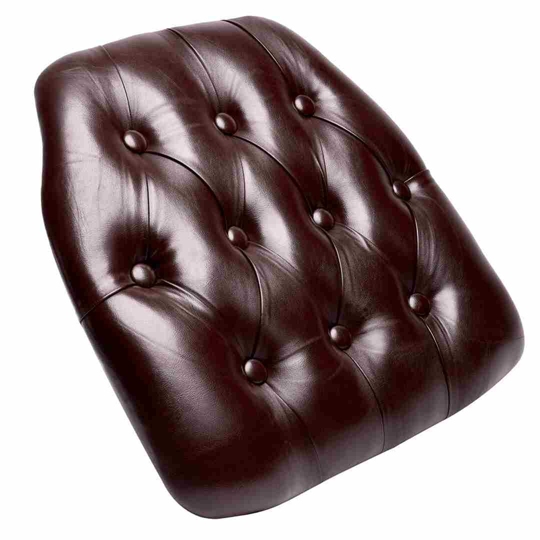 Brown 1.75″ Thick Vinyl Tufted Panel Chiavari Chair Cushion | Rental
