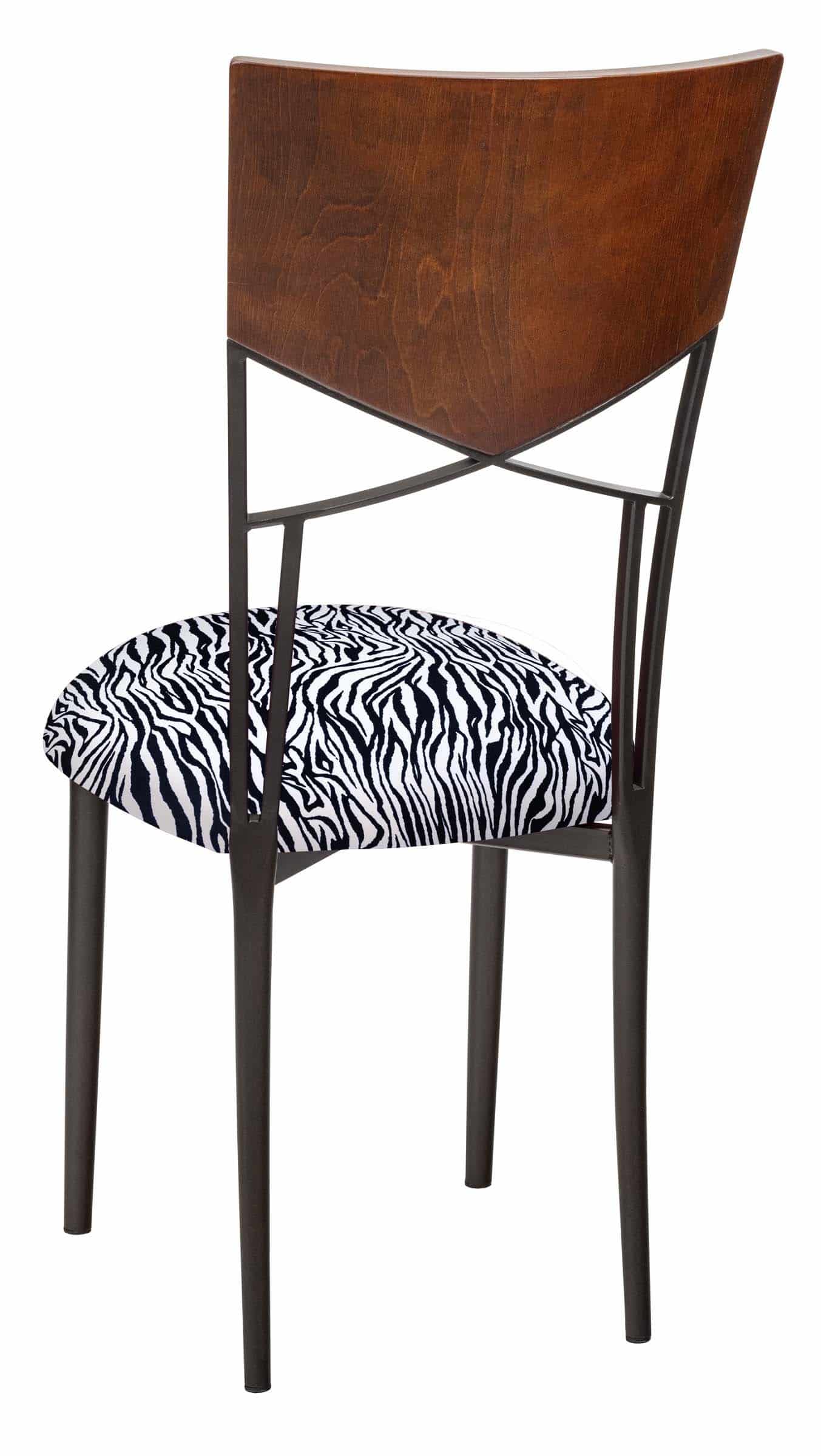 Butterfly Woodback with Black and White Zebra Stretch Knit Cushion – Chameleon Chair Collection | Rental