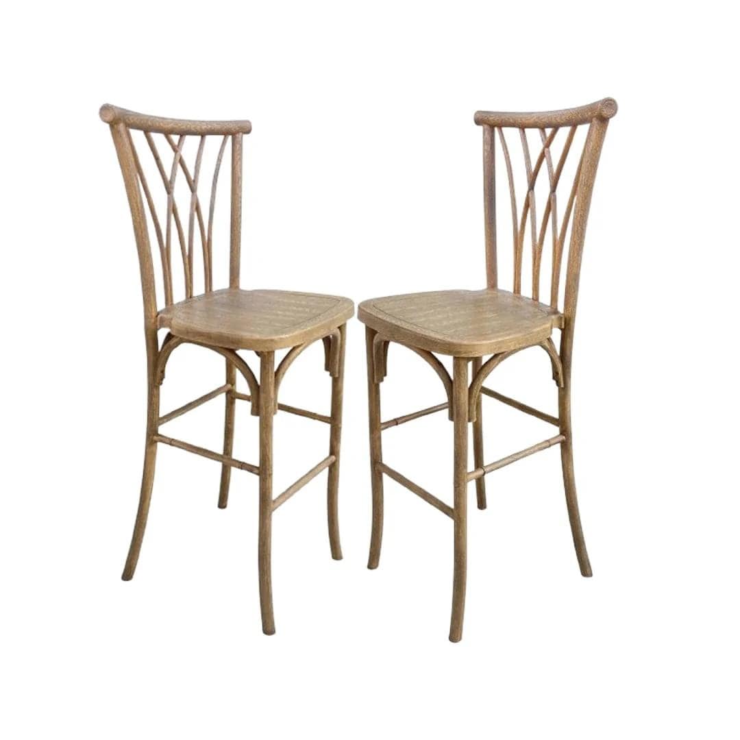 Chestnut Resin Steel Skeleton™ Willow Barstool – 2 Pack – Some Assembly Required | Rental