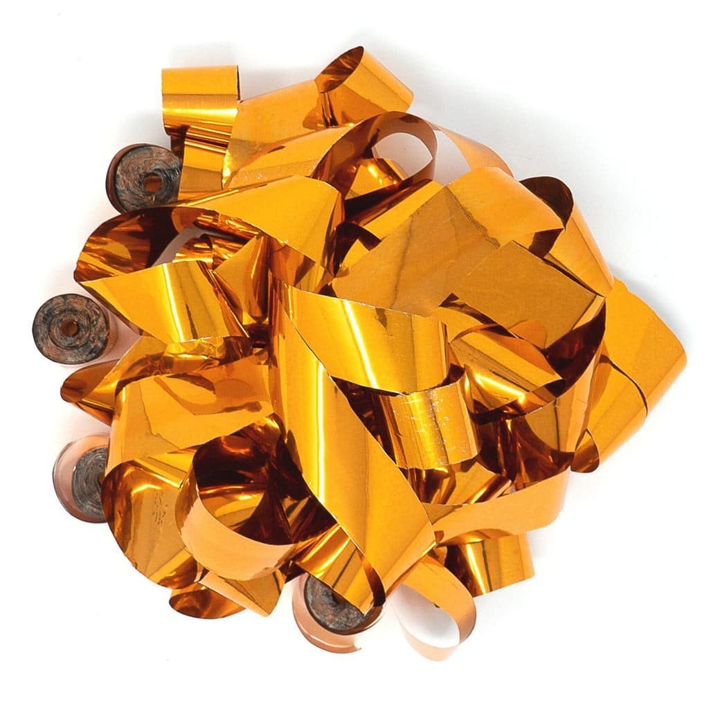 Orange Metallic Foil Streamers – 20 Rolls (1″ x 30′) | Rental