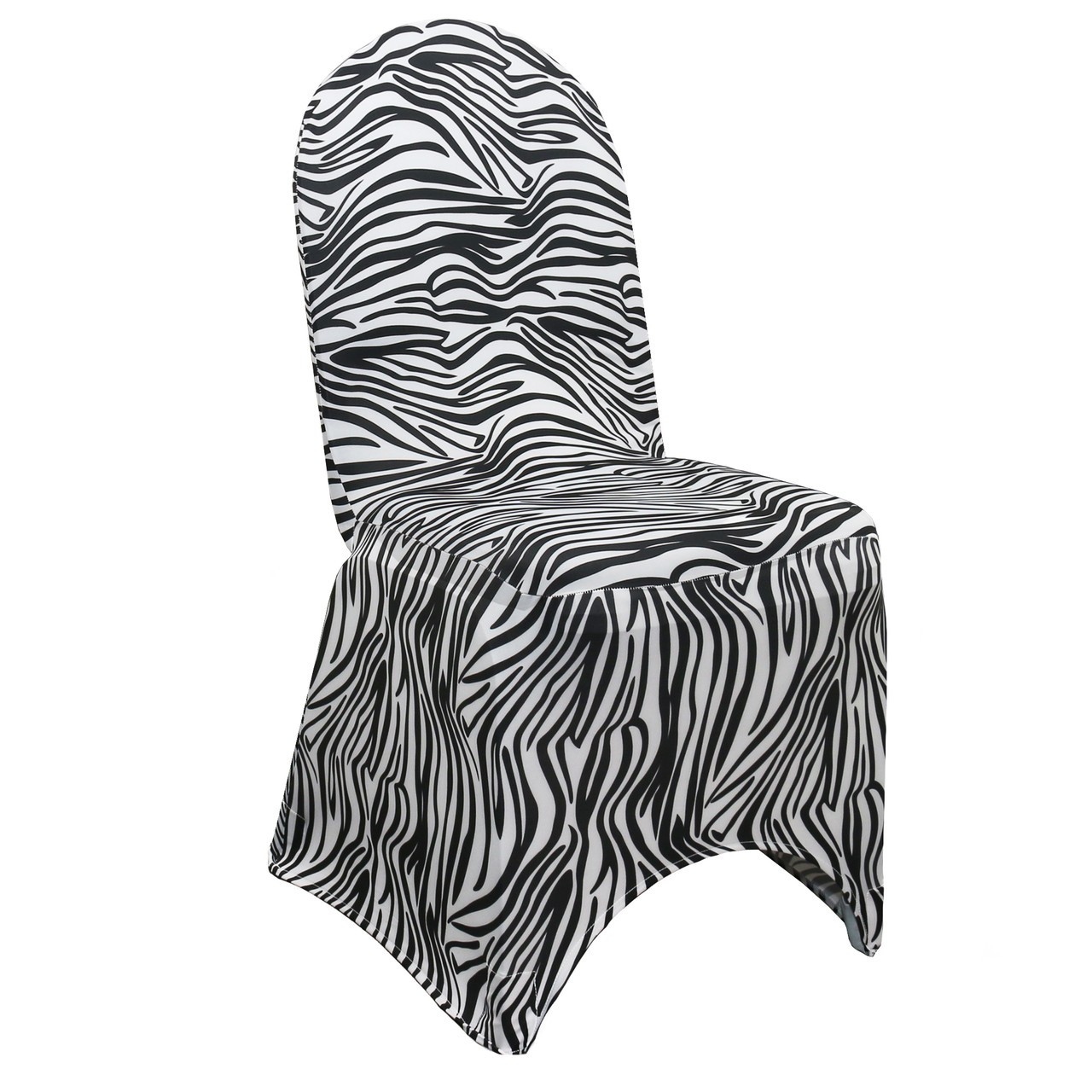 Stretch Spandex Banquet Chair Cover Black and White Zebra | Rental Stretch Spandex Banquet Chair Cover Black and White Zebra | Rental