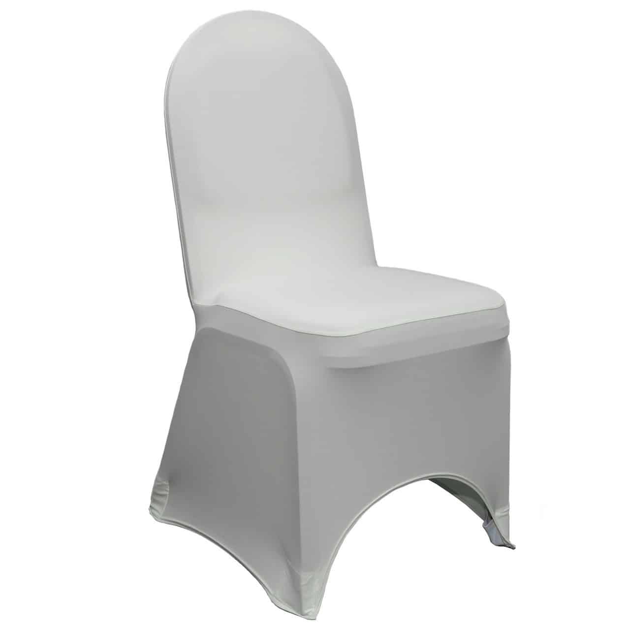 Stretch Spandex Banquet Chair Cover Silver | Rental Stretch Spandex Banquet Chair Cover Silver | Rental