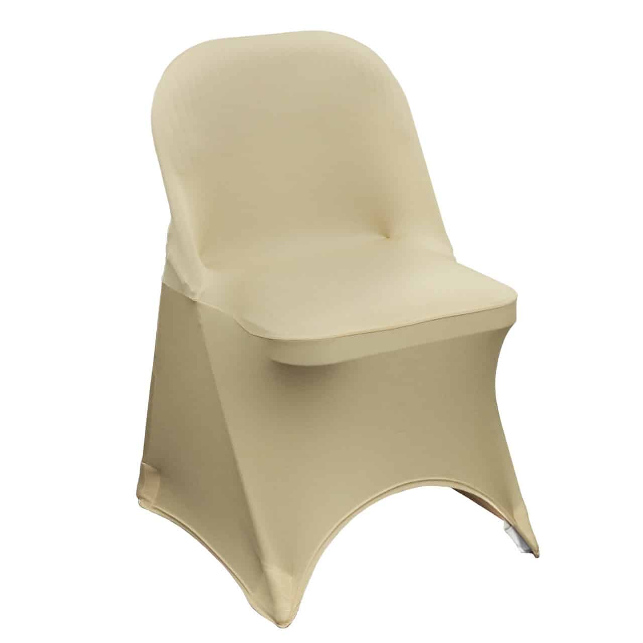 Stretch Spandex Folding Chair Cover Champagne | Rental Stretch Spandex Folding Chair Cover Champagne | Rental