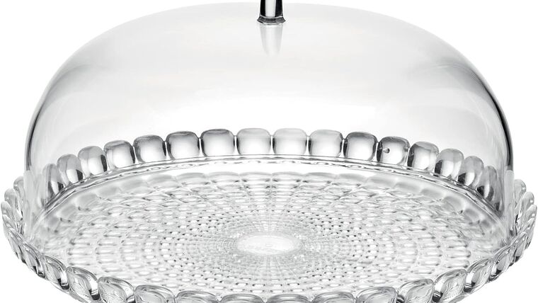 Tiffany 11.8″ Cake Stand with Dome Lid – Clear | Rental