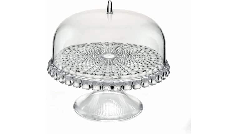 Tiffany 11.8″ Footed Cake Stand with Dome Lid – Clear | Rental