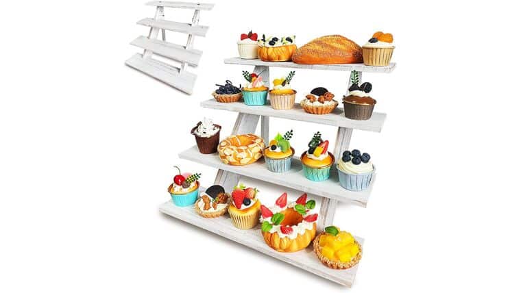 Wooden Cupcake Stand 4 Tier Wood Cupcake Stand | White | Rental
