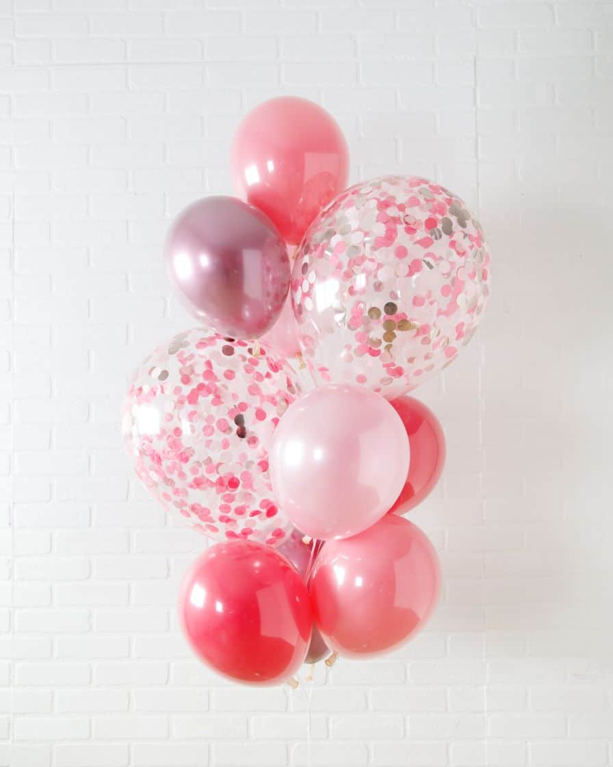 Life In Plastic – Confetti and 11in Balloons – bouquet of 10 | Rental Life In Plastic – Confetti and 11in Balloons – bouquet of 10 | Rental